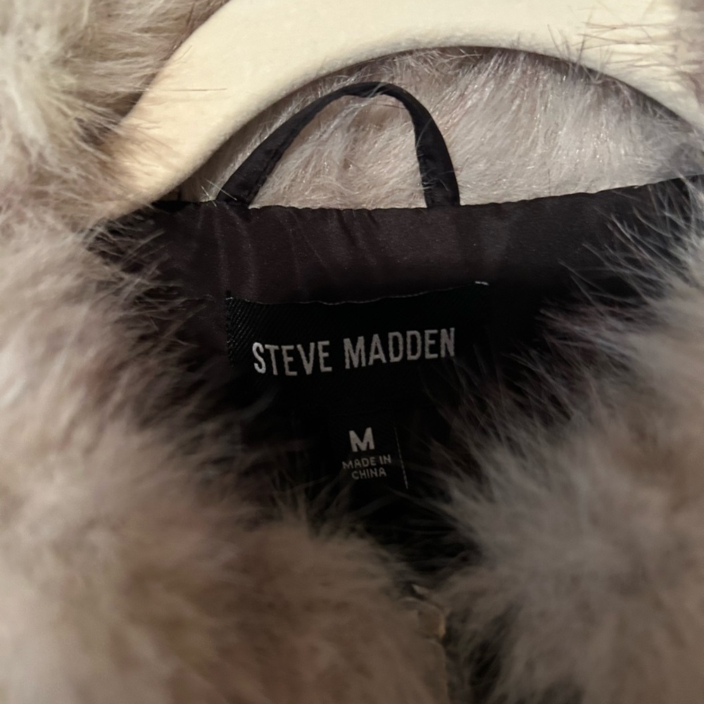 Steve Madden Faux Fur Teddy Jacket - Cream and Black - Picture 2 of 5